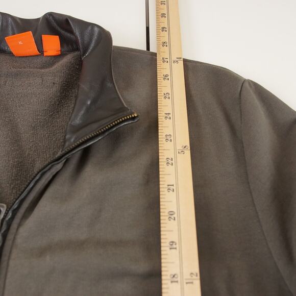 Hugo Boss Orange Label Full Zip Leather Detail Collar Terry Cotton Sweater Sz XL - Picture 4 of 10